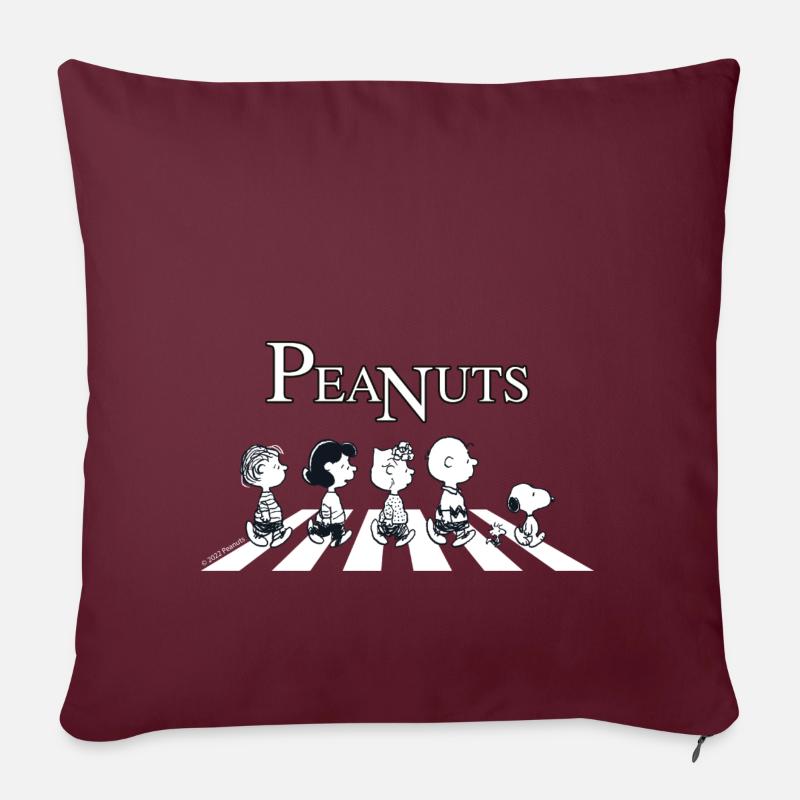 Peanuts Abbey Road - Coussin et housse de 45 x 45 cm - bordeaux