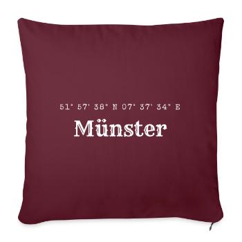 Münster Koordinaten - Sofakissen mit Füllung 45 x 45 cm - Burgunderrot - Vorne