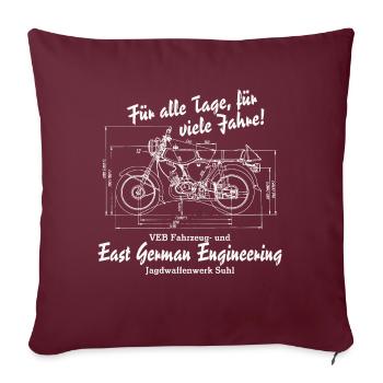 Simson S51 Blueprint - East German Engineering - Sofakissen mit Füllung 45 x 45 cm - Burgunderrot - Vorne