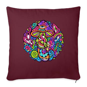 Hypnotische Goa-Kleidung und Hippie auf Psylike - Sofakissen mit Füllung 45 x 45 cm - Burgunderrot - Vorne
