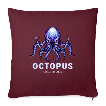 Cartoon Octopus - câlins gratuits - Coussin et housse de 45 x 45 cm - bordeaux - Devant