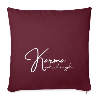 Karma wird's schon regeln - Statement - Sofakissen mit Füllung 45 x 45 cm - Burgunderrot - Vorne