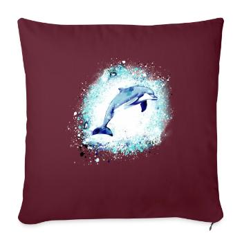 Dauphin, graffitis, peinture,bleu,poisson, - Coussin et housse de 45 x 45 cm - bordeaux - Devant
