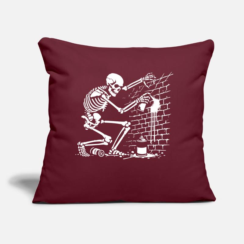 skeleton drawing a graffiti on the wall Sofa pillow with filling 45cm x 45cm