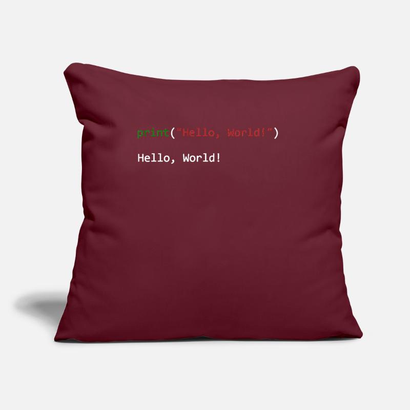 Programmeur de python cadeau Hello World Coussin et housse de 45 x 45 cm