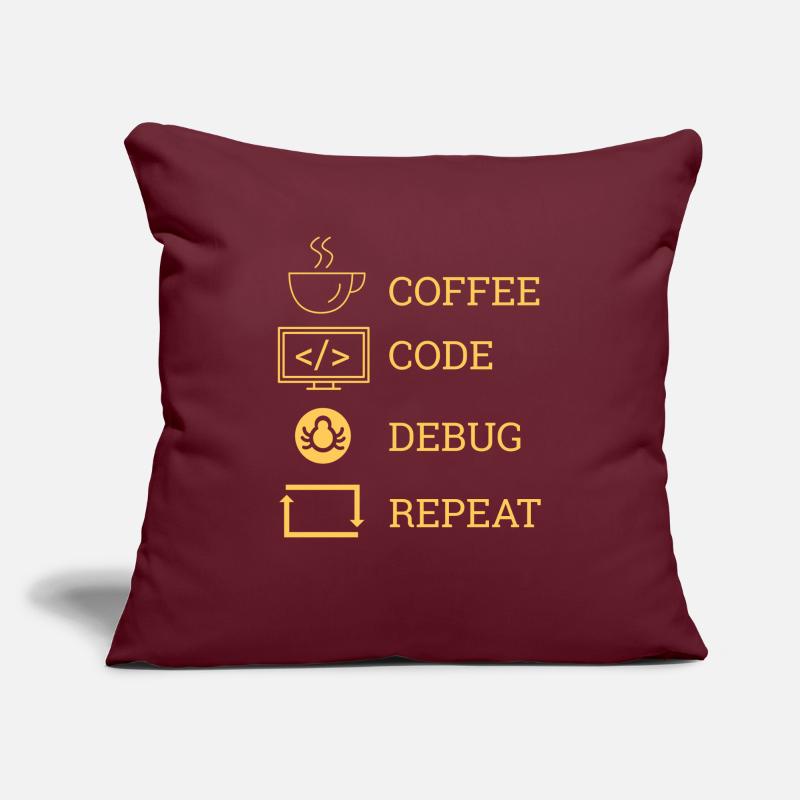 "Coffee Code Debug Repeat" | Programmierer Sofakissen mit Füllung 45 x 45 cm