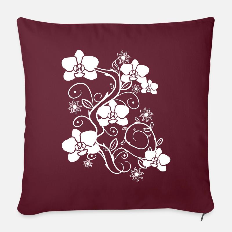 Blanc d’orchidée, orchidées fleurs, ornement floral - Coussin et housse de 45 x 45 cm - bordeaux