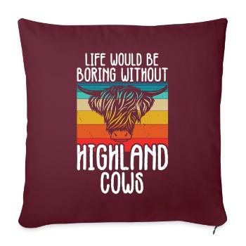 Vache des Highlands - Coussin et housse de 45 x 45 cm - bordeaux - Devant