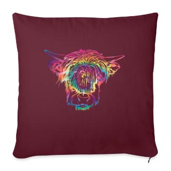 Vache des Highlands - Coussin et housse de 45 x 45 cm - bordeaux - Devant