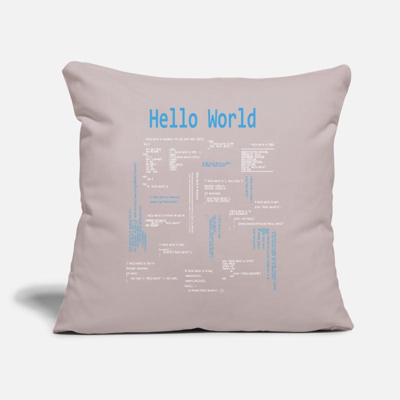 Hello World Programmeur Langages de programmation Nerd Coussin et housse de 45 x 45 cm