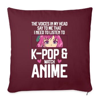 Anime & K-Pop Musique Kpop Manga Japonais Otaku - Coussin et housse de 45 x 45 cm - bordeaux - Devant