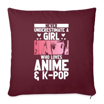 Anime & K-Pop Musique Kpop Manga Japonais Otaku - Coussin et housse de 45 x 45 cm - bordeaux - Devant