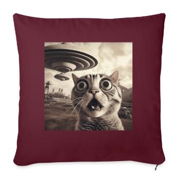 Drôle de chats anxieux selfie OVNI Alien - Coussin et housse de 45 x 45 cm - bordeaux - Devant