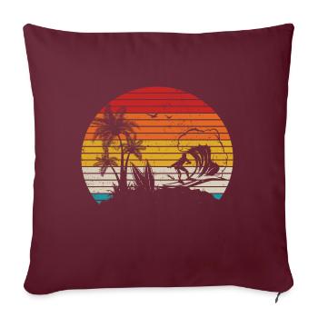 Vintage Surfer Retro Surfing Beach Surf - Coussin et housse de 45 x 45 cm - bordeaux - Devant
