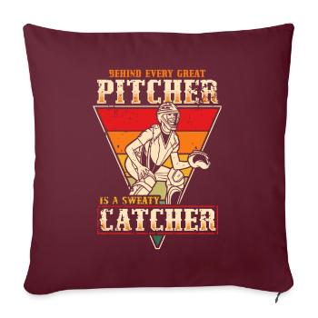 Receveur de baseball Lanceur de baseball - Coussin et housse de 45 x 45 cm - bordeaux - Devant