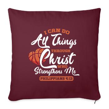 Basket-ball chrétien Jésus parle religieux - Coussin et housse de 45 x 45 cm - bordeaux - Devant