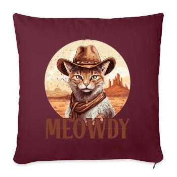 Meowdy Cat Miow chapeau de Cowboy Country Music Texas - Coussin et housse de 45 x 45 cm - bordeaux - Devant