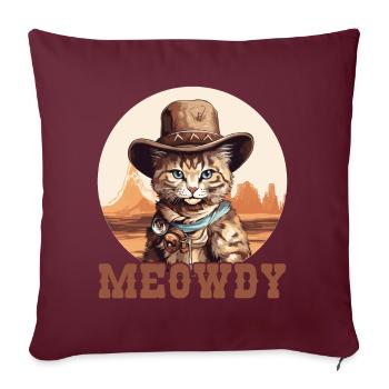 Meowdy Cat Miow chapeau de Cowboy Country Music Texas - Coussin et housse de 45 x 45 cm - bordeaux - Devant
