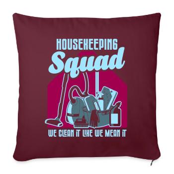 Cadeaux de la semaine de l’entretien ménager Amoureux du ménage - Coussin et housse de 45 x 45 cm - bordeaux - Devant