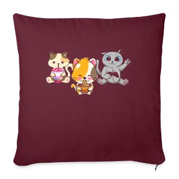 Cat Boba Tea Bubble Tea Gaming Gamer Ramen Anime - Sofakissen mit Füllung 45 x 45 cm - Burgunderrot - Vorne