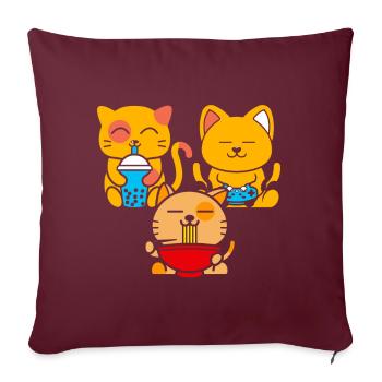 Cat Boba Tea Bubble Tea Gaming Gamer Ramen Anime - Sofakissen mit Füllung 45 x 45 cm - Burgunderrot - Vorne