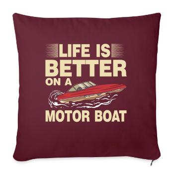 Bateau à moteur - Capitaine Bateau à moteur du lac Boater - Coussin et housse de 45 x 45 cm - bordeaux - Devant