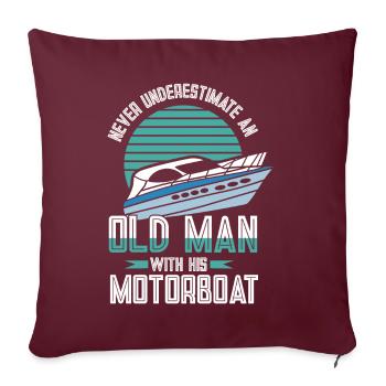 Bateau à moteur - Capitaine Bateau à moteur du lac Boater - Coussin et housse de 45 x 45 cm - bordeaux - Devant
