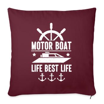 Bateau à moteur - Capitaine Bateau à moteur du lac Boater - Coussin et housse de 45 x 45 cm - bordeaux - Devant