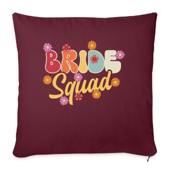 Groovy mariée fête de mariage mariée fleur fleurs - Coussin et housse de 45 x 45 cm - bordeaux - Devant