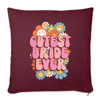 Groovy mariée fête de mariage mariée fleur fleurs - Coussin et housse de 45 x 45 cm - bordeaux - Devant