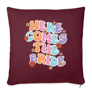 Groovy mariée fête de mariage mariée fleur fleurs - Coussin et housse de 45 x 45 cm - bordeaux - Devant