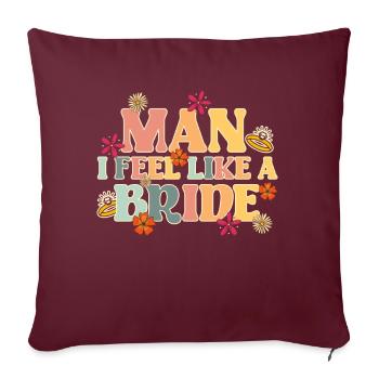 Groovy mariée fête de mariage mariée fleur fleurs - Coussin et housse de 45 x 45 cm - bordeaux - Devant