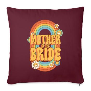 Groovy mariée fête de mariage mariée fleur fleurs - Coussin et housse de 45 x 45 cm - bordeaux - Devant