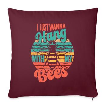Abeille miel Webeke ruche apiculteur nid d’abeille - Coussin et housse de 45 x 45 cm - bordeaux - Devant