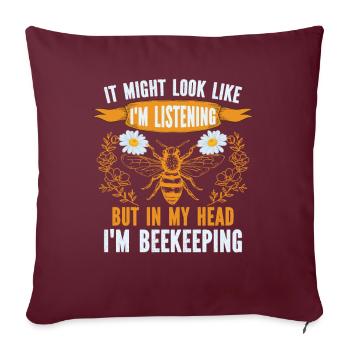 Abeille miel Webeke ruche apiculteur nid d’abeille - Coussin et housse de 45 x 45 cm - bordeaux - Devant