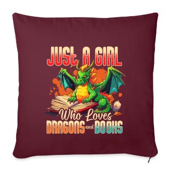 Dragons et livres Dragon Lover Bookish - Coussin et housse de 45 x 45 cm - bordeaux - Devant