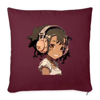 K-Pop Anime Musique Kpop afro-américaine - Coussin et housse de 45 x 45 cm - bordeaux - Devant