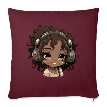 K-Pop Anime Musique Kpop afro-américaine - Coussin et housse de 45 x 45 cm - bordeaux - Devant
