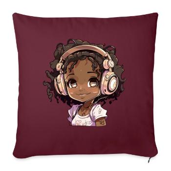 K-Pop Anime Musique Kpop afro-américaine - Coussin et housse de 45 x 45 cm - bordeaux - Devant
