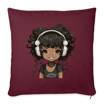 K-Pop Anime Musique Kpop afro-américaine - Coussin et housse de 45 x 45 cm - bordeaux - Devant