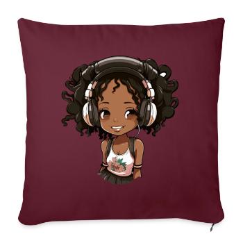K-Pop Anime Musique Kpop afro-américaine - Coussin et housse de 45 x 45 cm - bordeaux - Devant