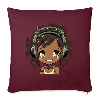 K-Pop Anime Musique Kpop afro-américaine - Coussin et housse de 45 x 45 cm - bordeaux - Devant