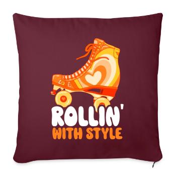 Patins à roulettes drôle des années 80 Roller Disco patinage - Coussin et housse de 45 x 45 cm - bordeaux - Devant