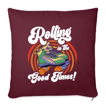 Patins à roulettes drôle des années 80 Roller Disco patinage - Coussin et housse de 45 x 45 cm - bordeaux - Devant