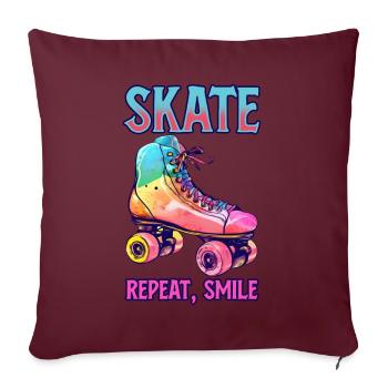 Patins à roulettes drôle des années 80 Roller Disco patinage - Coussin et housse de 45 x 45 cm - bordeaux - Devant