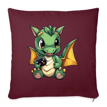 Mignon Dragon Gamer Gaming Dragon Lover - Coussin et housse de 45 x 45 cm - bordeaux - Devant