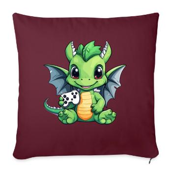 Mignon Dragon Gamer Gaming Dragon Lover - Coussin et housse de 45 x 45 cm - bordeaux - Devant
