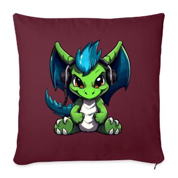 Mignon Dragon Gamer Gaming Dragon Lover - Coussin et housse de 45 x 45 cm - bordeaux - Devant
