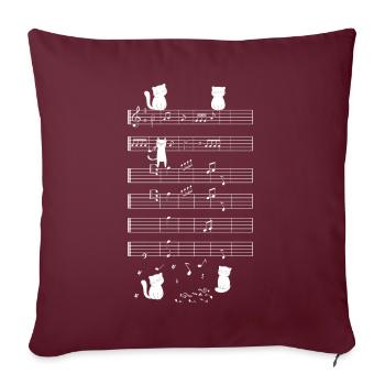 Chats jouant avec un chat de note de musique - Coussin et housse de 45 x 45 cm - bordeaux - Devant