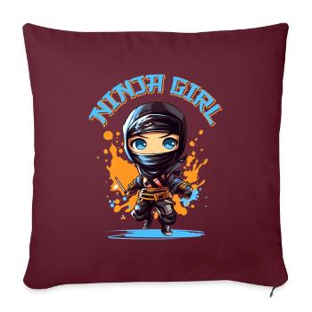 Ninja Girl Drôle Fête D’anniversaire Bday Girl - Coussin et housse de 45 x 45 cm - bordeaux - Devant